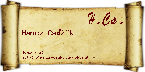 Hancz Csák névjegykártya